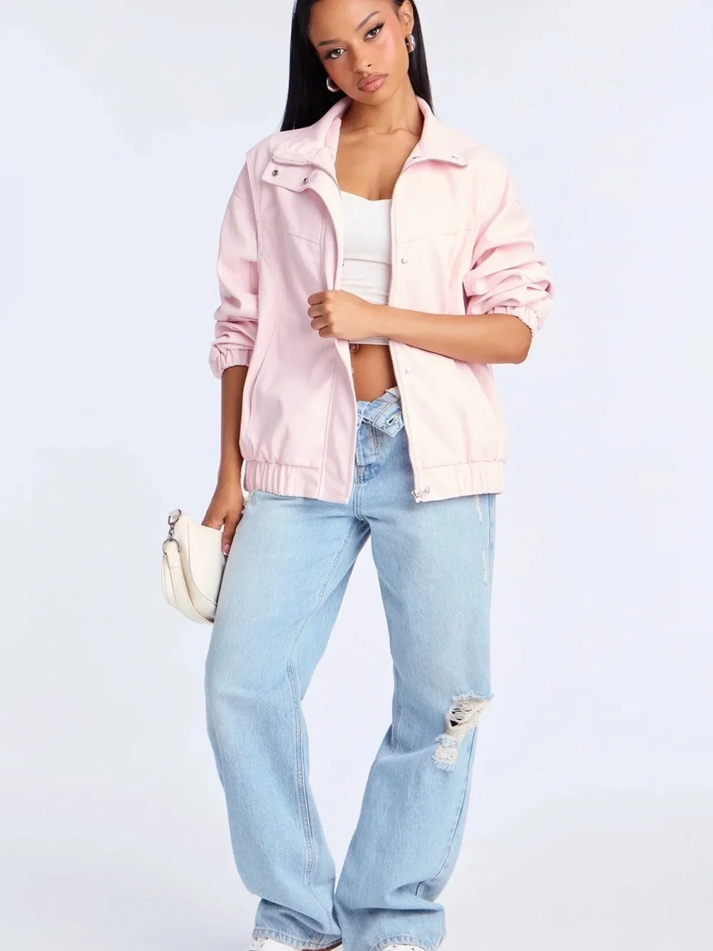 Light Pink Women’s Bomber Jacket - Fashion Nova